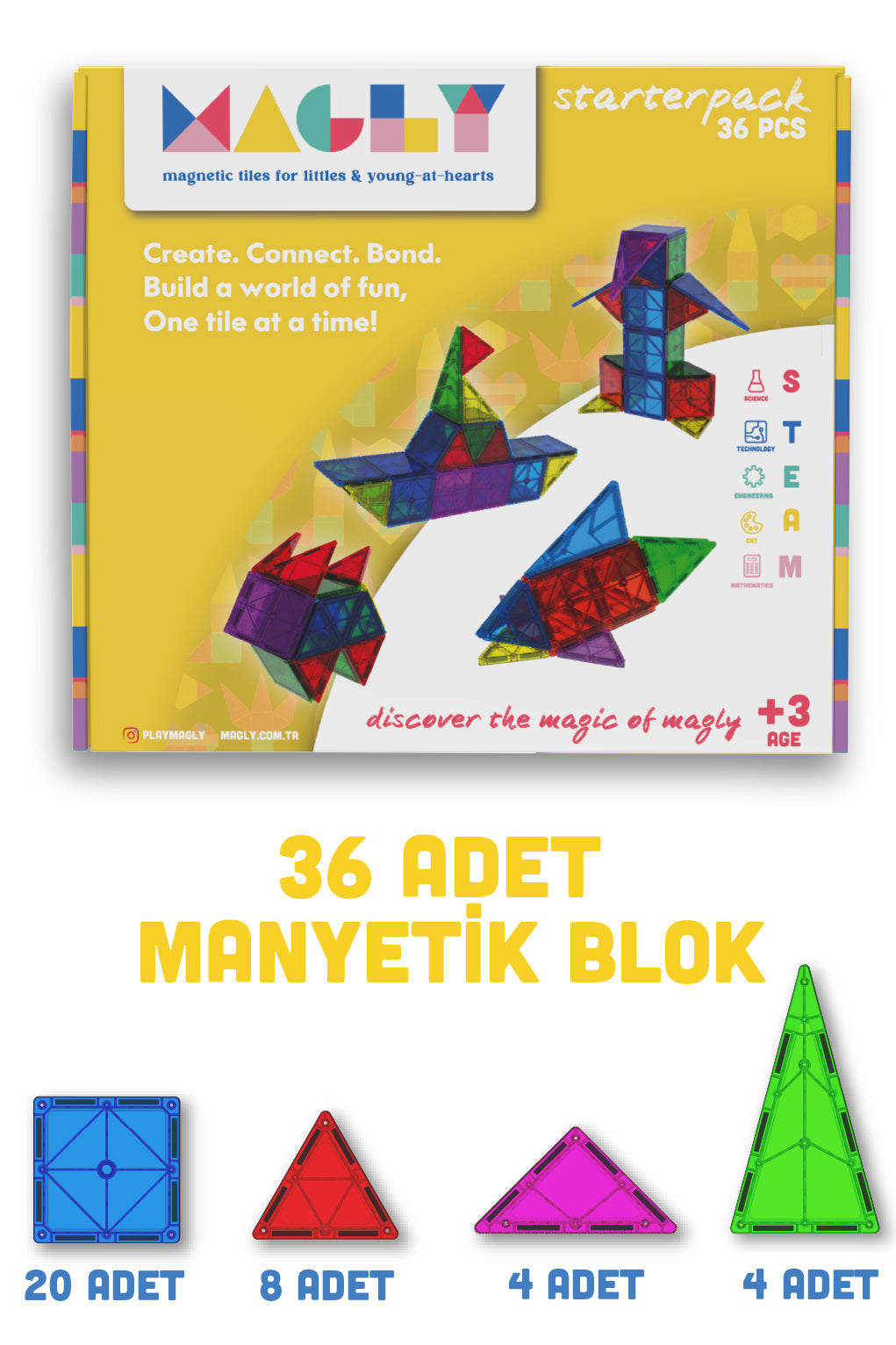 Magly Manyetik Yapı Blokları – 36 Parça